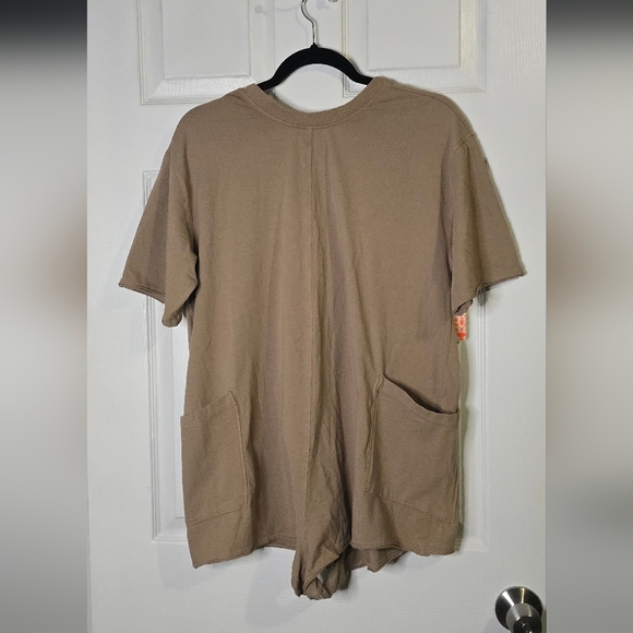 Free People Hot Shot Tee Romper Mocha Latte - Picture 3 of 9